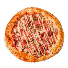 Піца з ростбіфом, каперсами і соусом Мастард