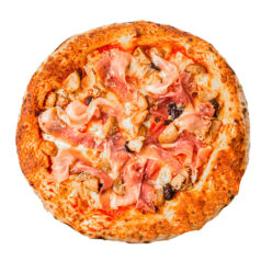 Піца з міксом грибів, прошутто і пастою трюфеля.