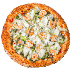 Піца з креветками, цукіні і соусом песто